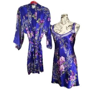 Vintage 2 Piece California Dynasty Size M Purple Floral Lingerie Gorgeous Set